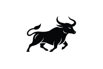 Bull Silhouette Minimalist Logo Design for Print