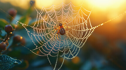 Enchanting Spider Web Art in Golden Dawn