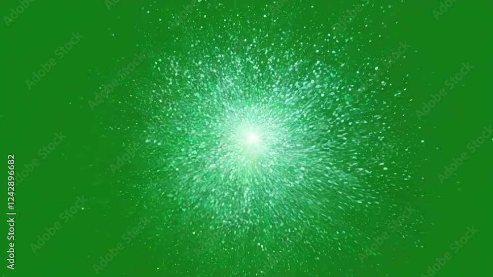 Poster an array of particle s transitioning from tight formations to wide dispersions conveying motion and 