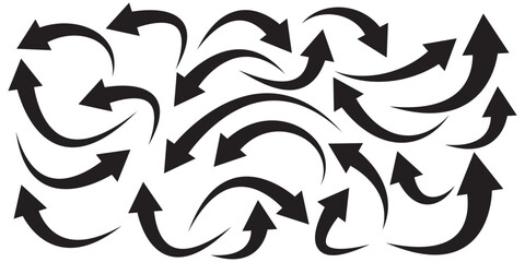 Set of curved arrows isolated on white background. Curved arrow, hand drawn curved arrows. Set long black curve arrow icon vector . black curve arrow icon set. long arrow icon set. curve arrow vector.