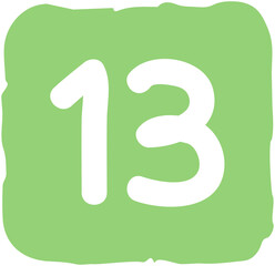Square Shape Calendar Number 13
