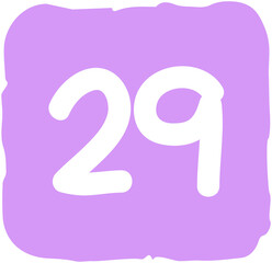 Square Shape Calendar Number 29 