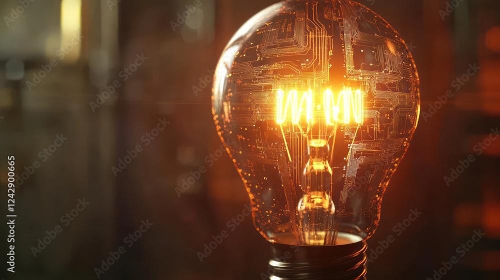 Aufkleber illuminated lightbulb displays circuitry inside