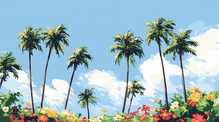 Tropical Palm Trees Underneath A Blue Sky