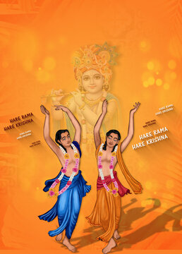 3d illustration of Chaitanya Mahaprabhu jayanti with text   , Chaitanya Mahaprabhu in devotion of Lord Krishna.