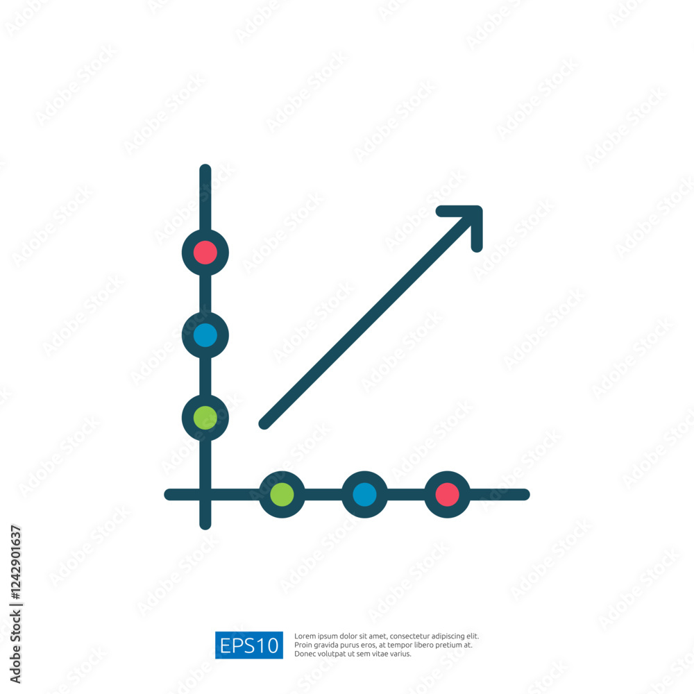 Poster colorful data analysis growth chart with graph plotting and statistical data visualization elements
