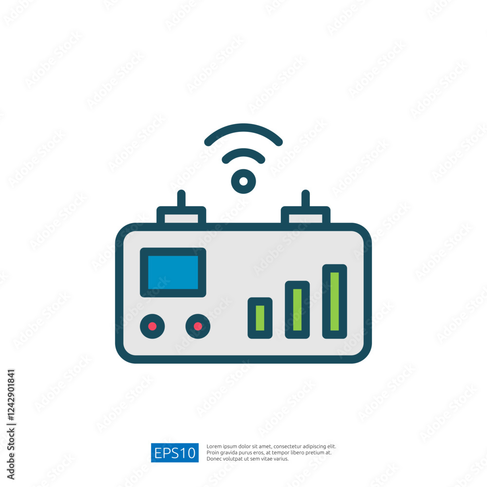 Poster wireless data monitoring device with signal strength indicators for data analysis and performance tr