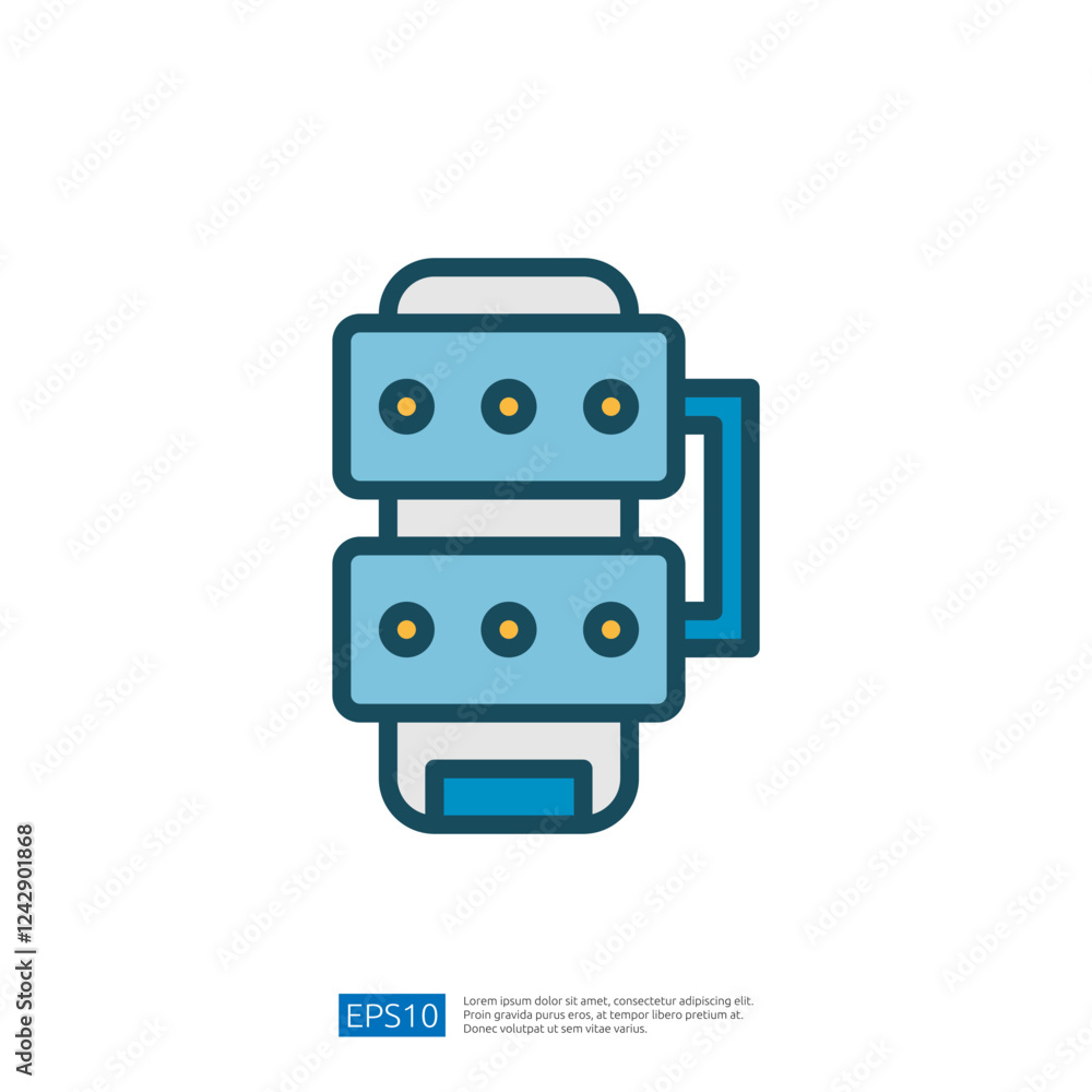 Poster infographic representation of a data analyst icon depicting data metrics and analytics tools for eng