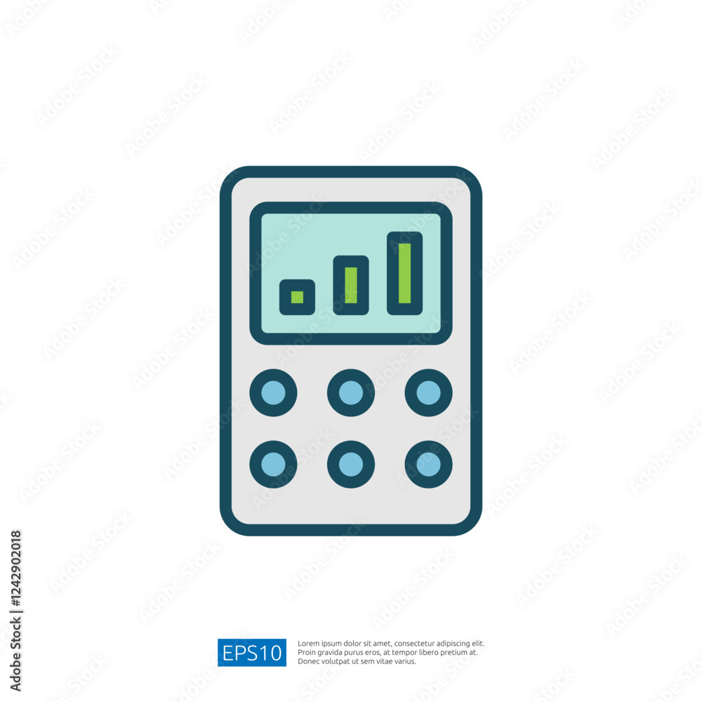Poster data analysis calculator for statistical measurement and visual presentation of business trends and 