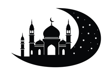 Beautiful Mosque Silhouette Illustration  Islamic Design