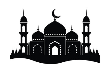 Beautiful Mosque Silhouette Illustration  Islamic Design
