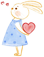 Rabbits give you heart Valentine love cute cartoon