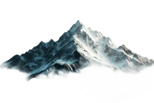 Majestic Snow-Capped Mountain with Lush Green Base and Dramatic Clouds Above, Perfect for Nature and Adventure-Themed Projects
