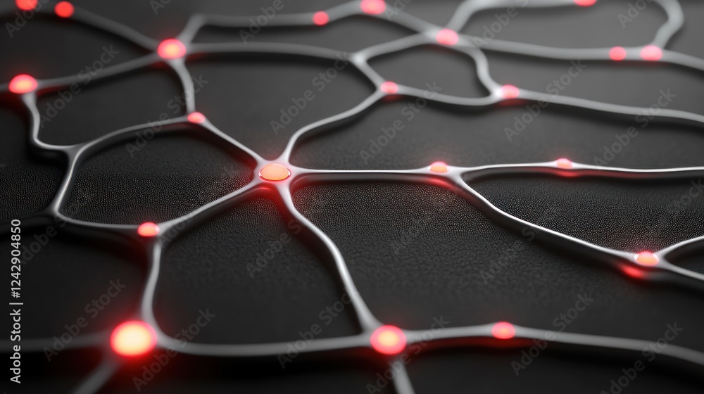 Aufkleber Abstract Neural Network Structure Illuminated Nodes
