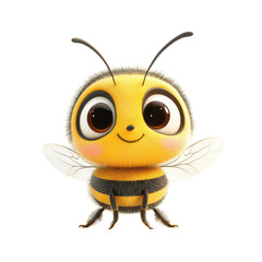 Obraz premium Adorable Fuzzy Bee Cartoon Character Cute Insect Honeycomb Sweet