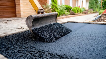 Asphalt Paving Driveway Construction Machine Work Process