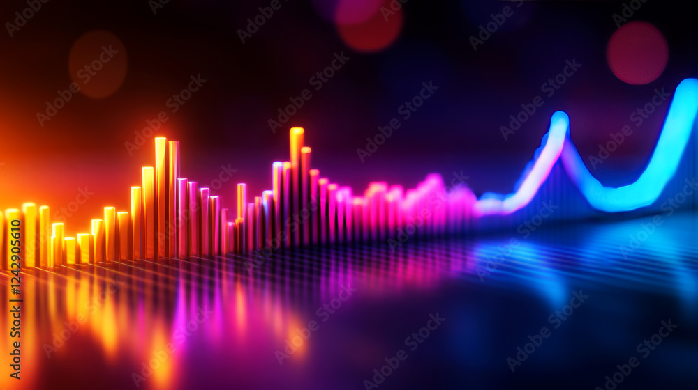 Aufkleber colorful abstract visualization of digital sound waves with soft light reflections and bokeh
