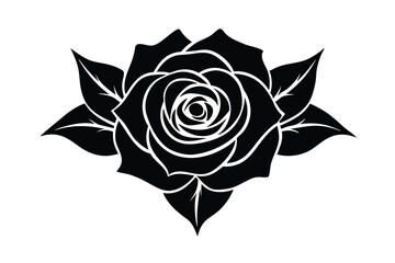 Black and White Rose Vector Illustration 