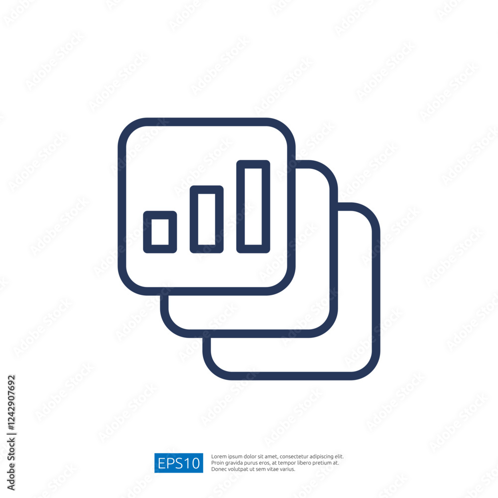 Poster data analysis icons displaying charts and graphs representing performance progress and insights in b