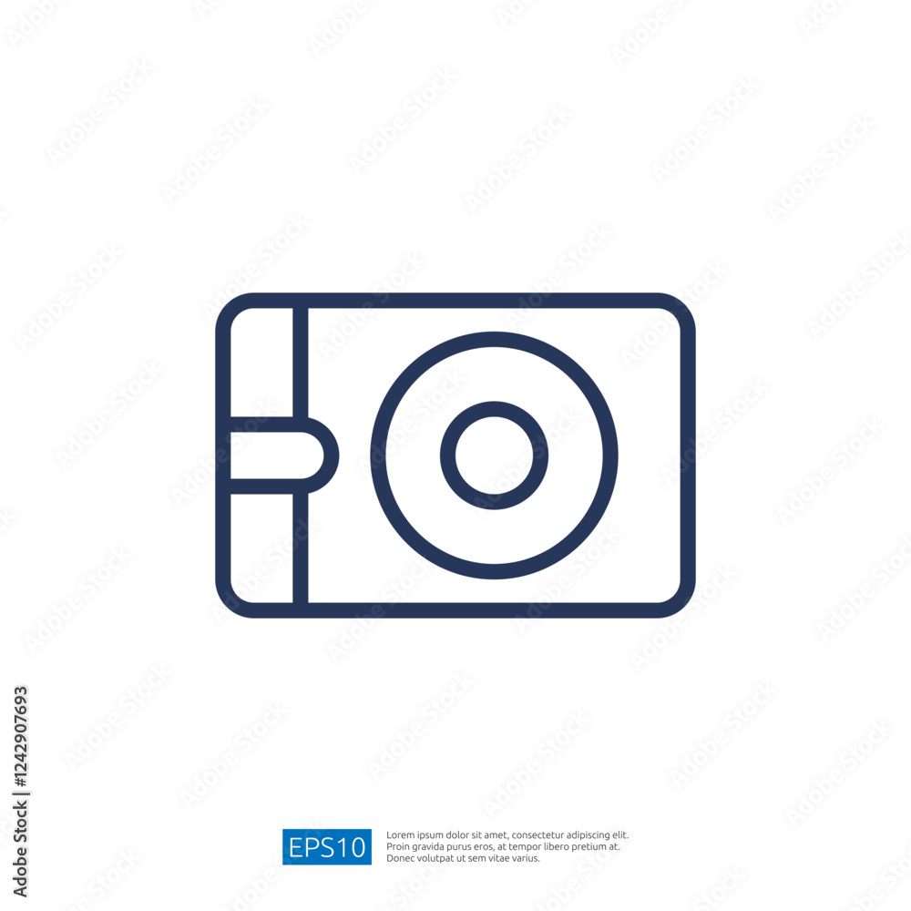 Poster minimalist data analytics icon featuring storage device and disk representing data analyst's toolkit