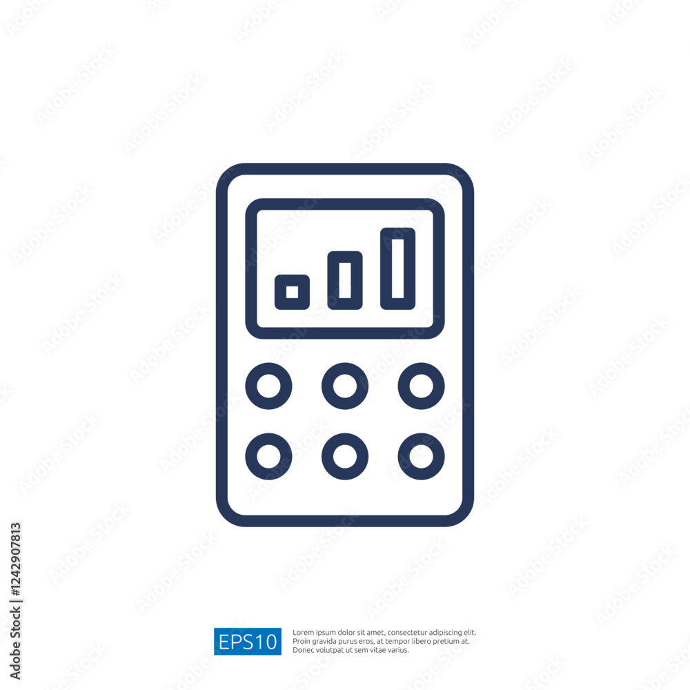 Poster data analytics calculator with graphs and charts representing business performance metrics in a digi
