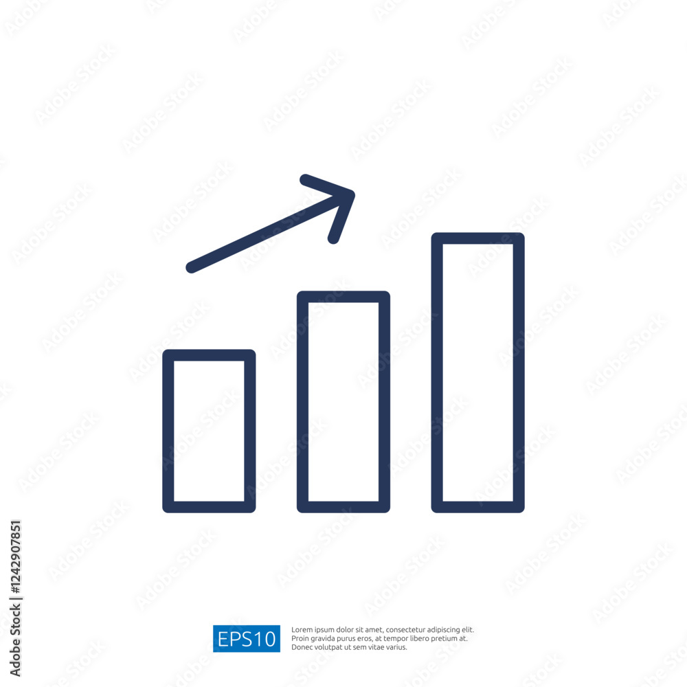 Poster data analysis graph with upward trend and increasing bars indicating growth and performance in busin