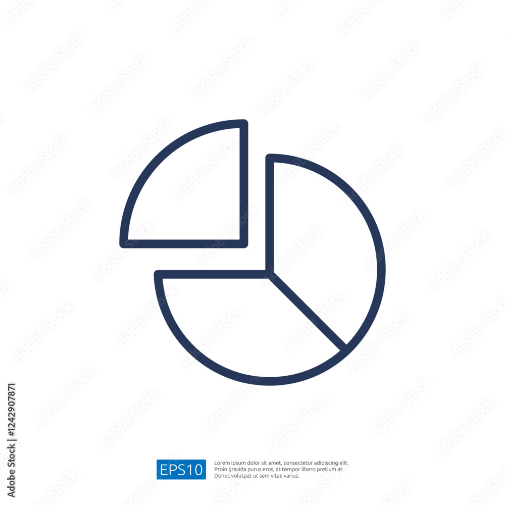 Poster pie chart icon representing data analysis insights for business intelligence and analytics reporting