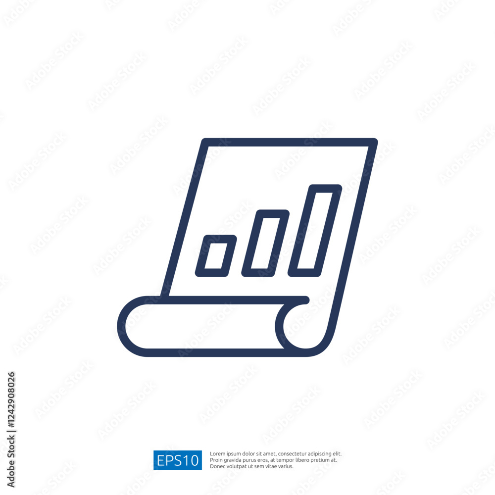 Poster data analytics growth chart illustration with bar graphs for visualizing business performance and tr