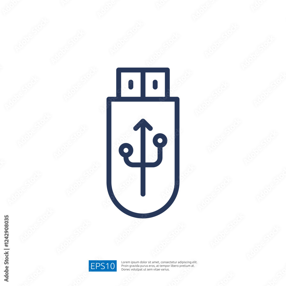 Poster usb storage device icon for data transfer and digital connectivity in modern computer technology sho