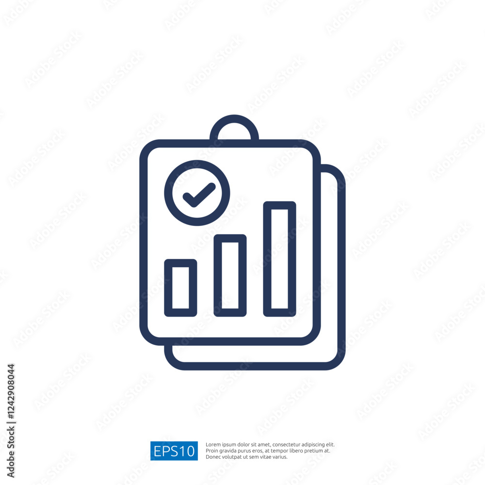 Poster data report featuring bar graph and line chart representing statistical analysis and performance met