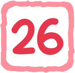 Square Shape Calendar Number 26
