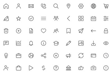 Shopping and Ecommerce Thin Line Icons for Business, Marketing, Social Media, UX and UI, Communication, and Management. Essential Icons and Trending Styles for Mobile Apps, Websites, and Software.