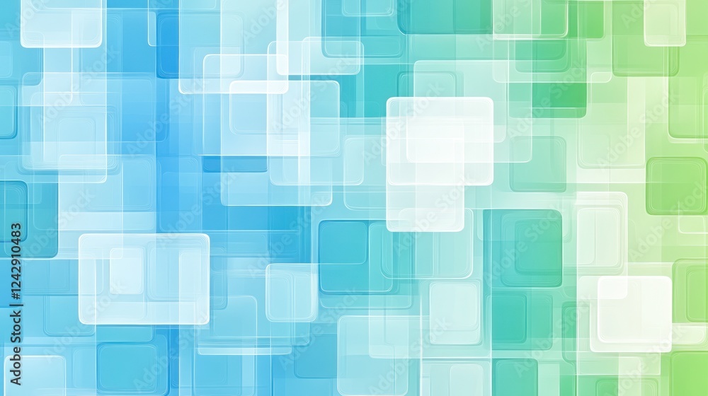 Poster abstract blue and green square pattern background