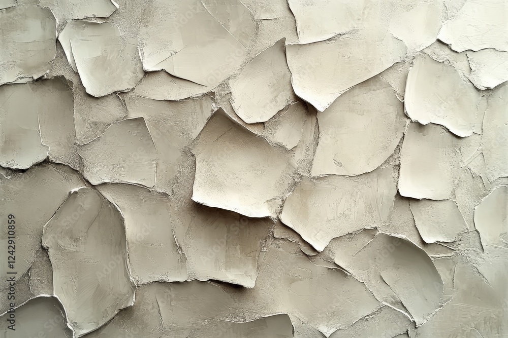 Aufkleber textured wall featuring a unique plaster design with layered shapes in neutral tones