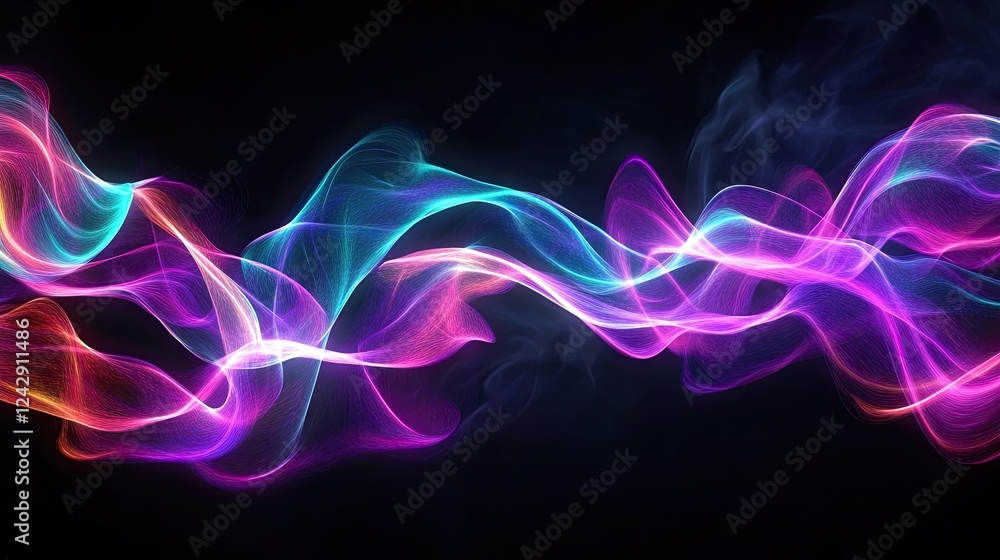 Poster abstract colorful waves flowing dark background