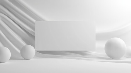 Contemporary floating white card design, subtle depth effect, clean white paper material, soft shadow casting, minimalist studio setup, high-end advertising photography style, commercial product