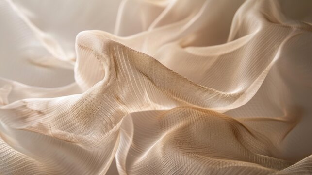 Abstract Beige Chiffon Fabric Background Texture with Soft Light