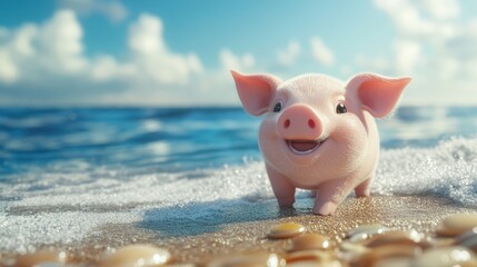 little cartoon pig. Selective focus