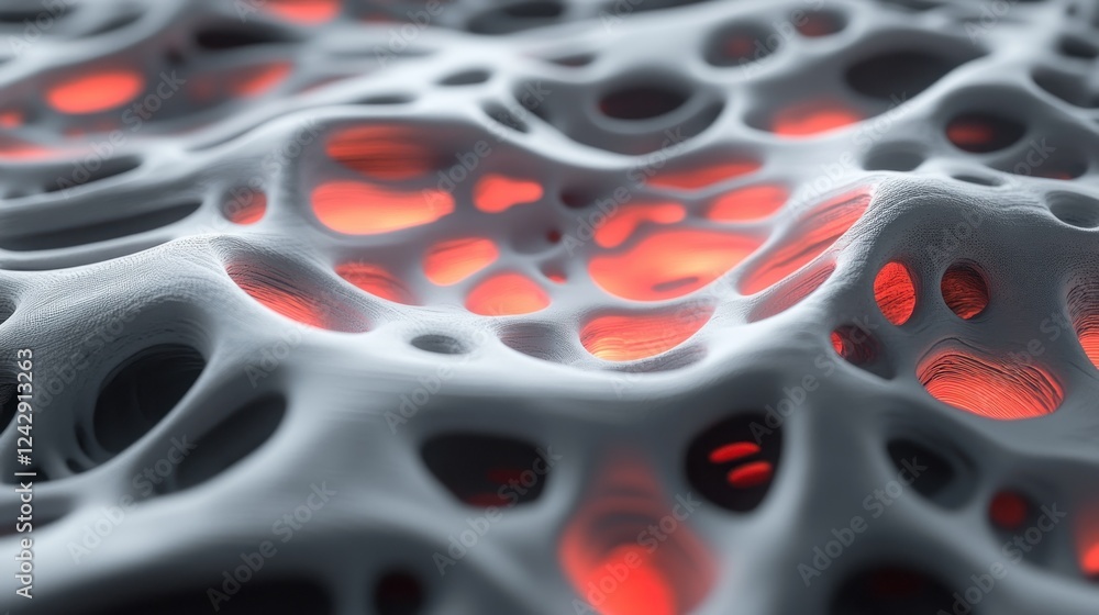 Poster abstract cellular structure with glowing interior
