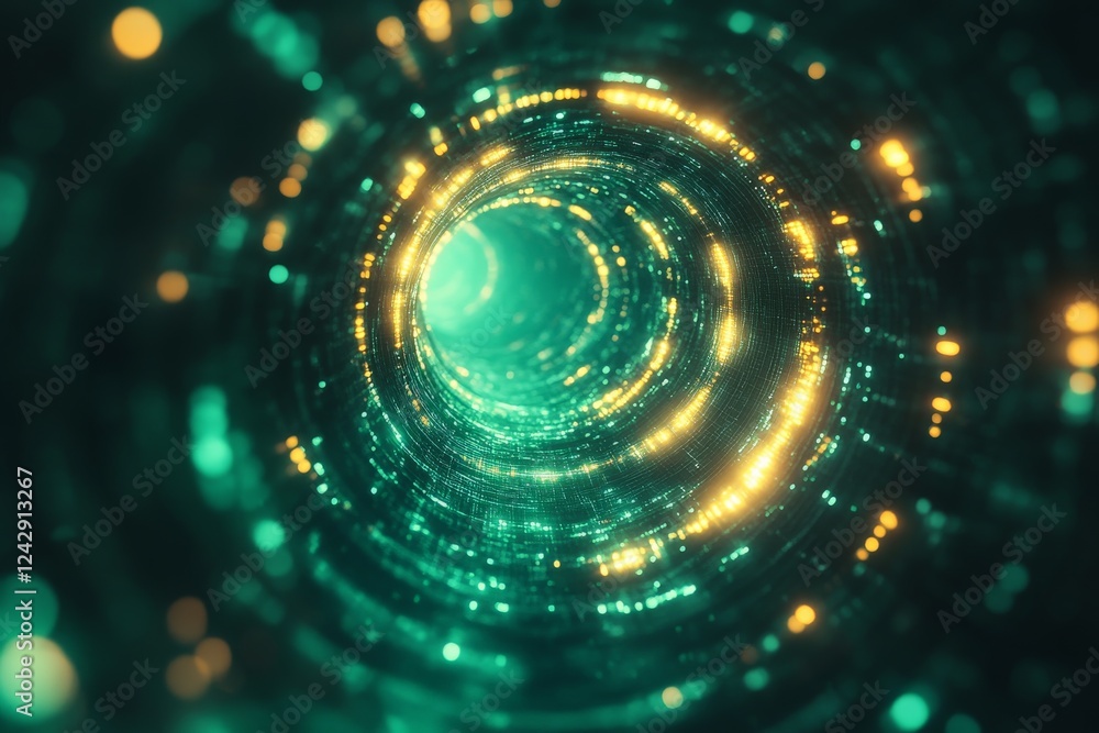 Leinwandbilder light tunnel with glowing particles creating an immersive digital atmosphere