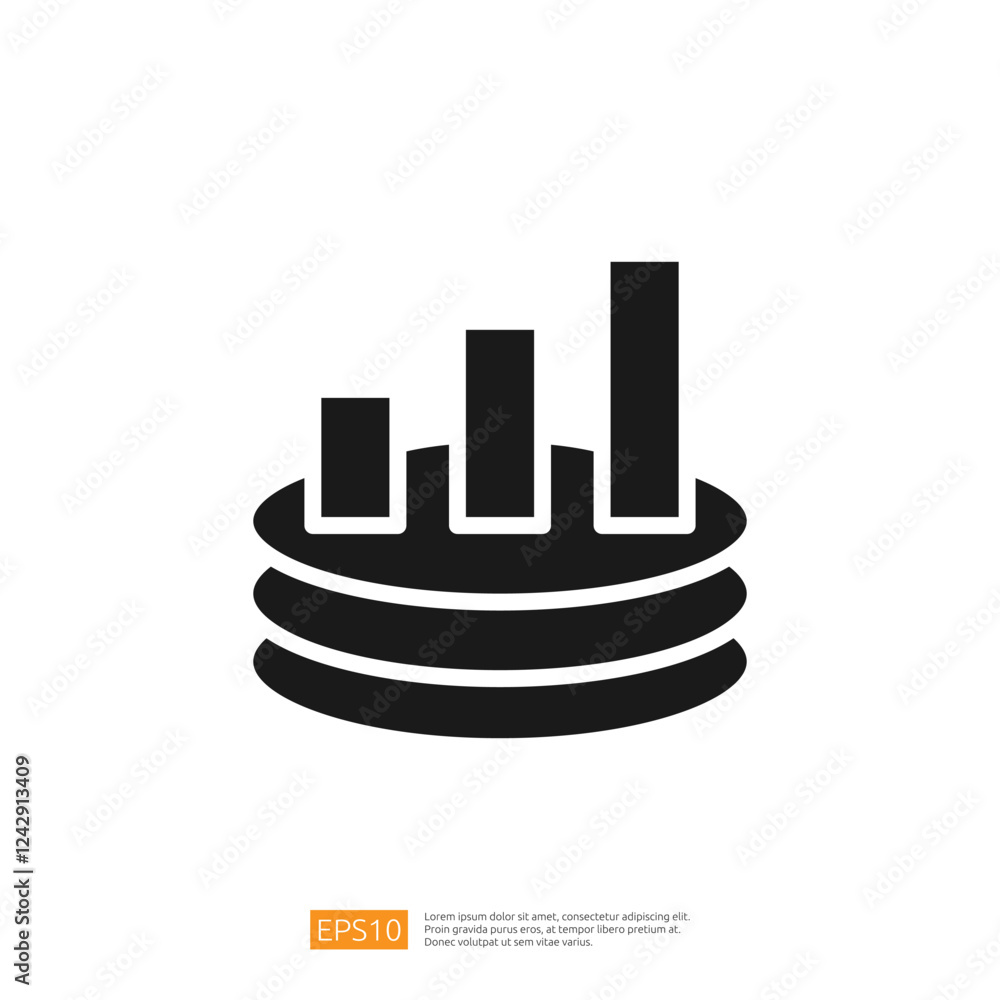 Poster bar graph representing data analysis with increasing metrics for business intelligence and performan