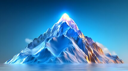luminous mountain peak, serene lake - surreal landscapes