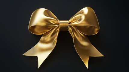 Exquisite gold foil bow, delicate surface pattern, luxe gift topper, ceremonial decoration piece, brilliant metallic sheen, detailed texture mapping, professional 3D model, minimalist presentation