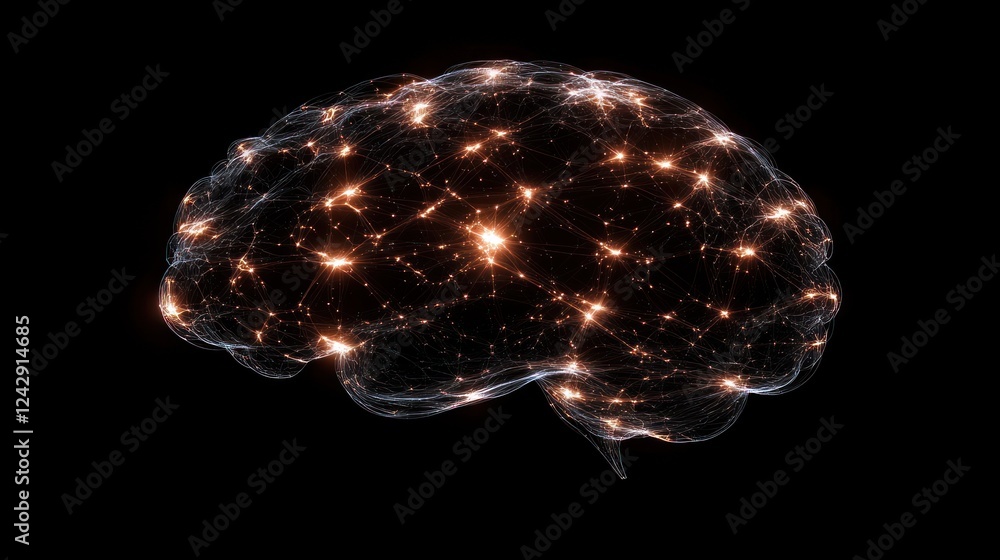 Poster Illuminated Neural Network Brain Structure Visualization