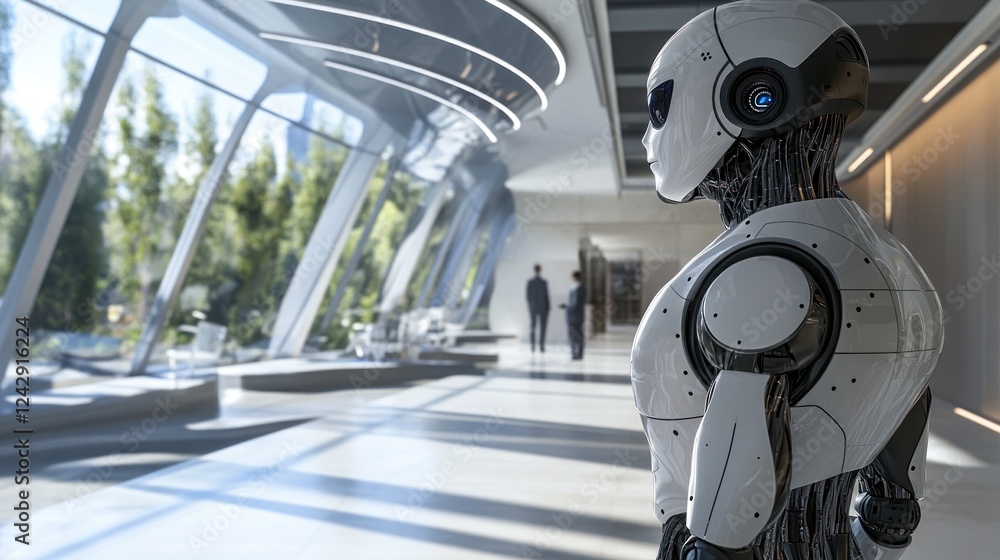 Poster Advanced Robot in Modern Office Building Setting