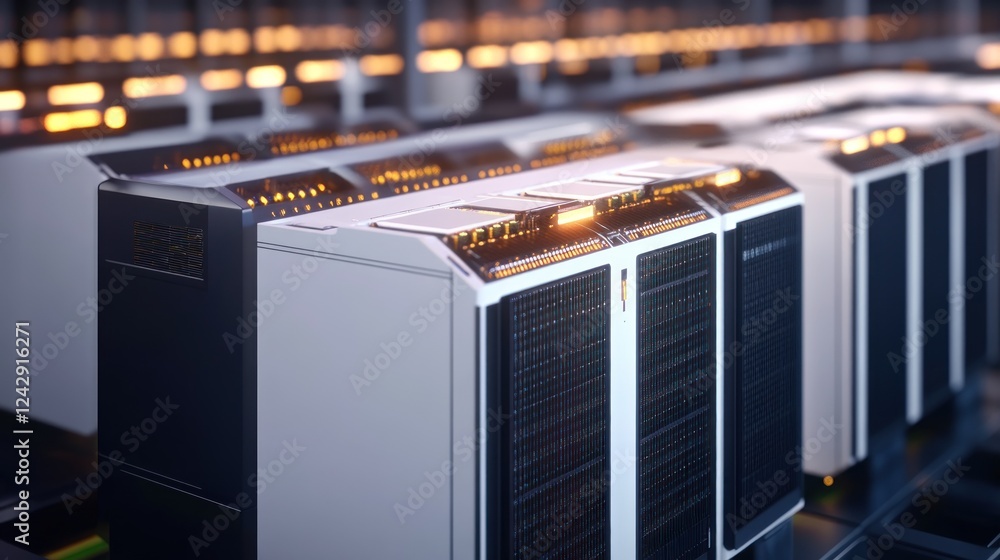 Poster futuristic server room advanced technology data center