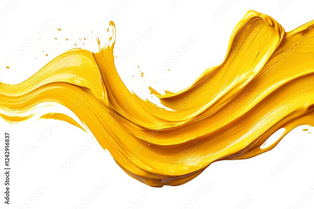Aufkleber bright yellow paint stroke creates a vibrant abstract design for creative projects and artistic expr
