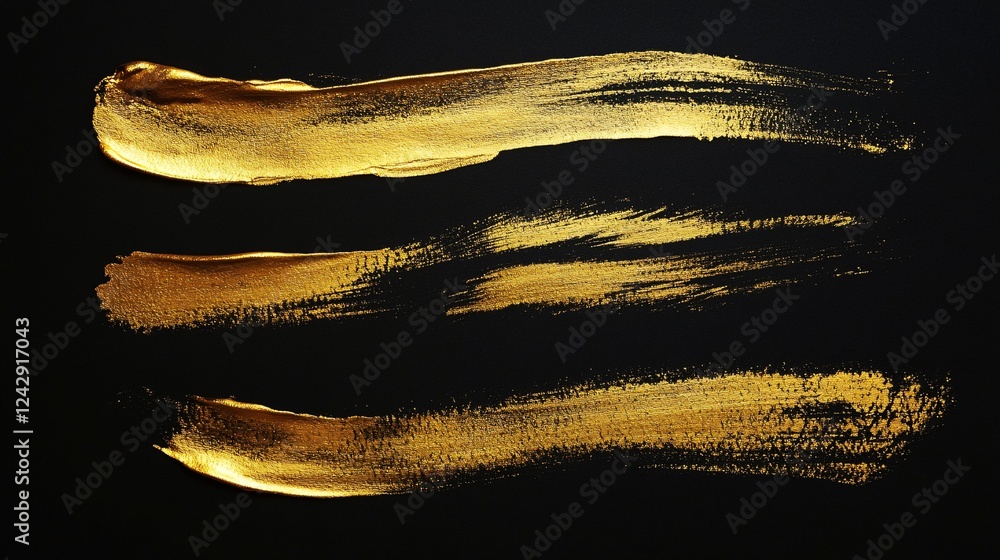 Poster golden brushstrokes creating abstract design on black background