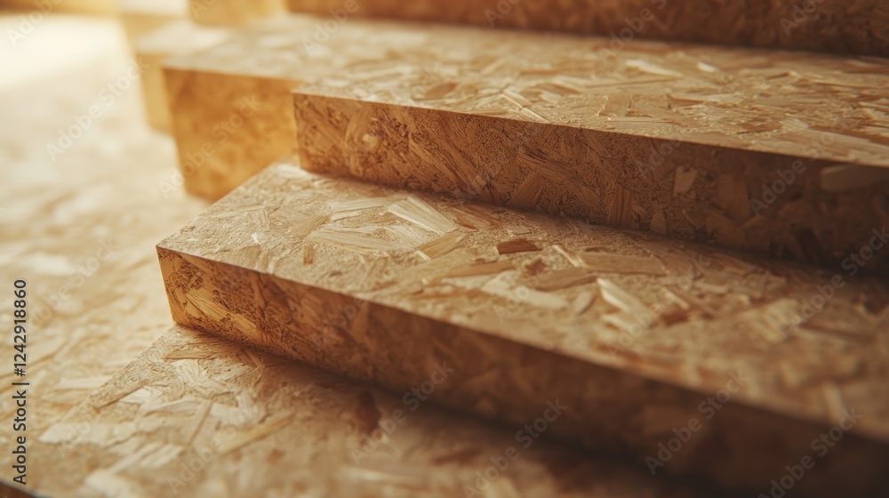 Poster Stacked Oriented Strand Board Sheets Displaying Texture