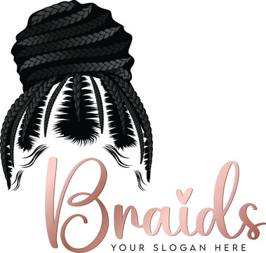 Hair girl braids style logo vector design